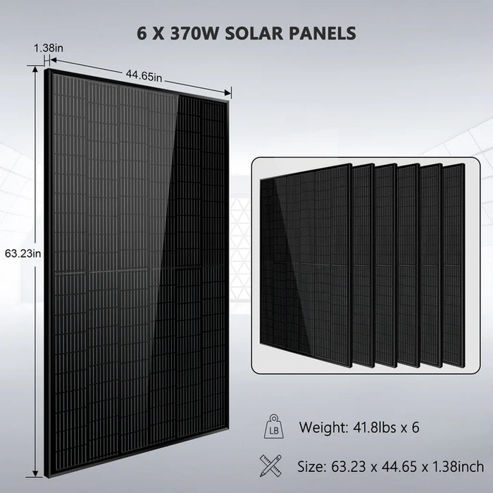 SunGold Power Off-Grid Solar Kit 5000W 48VDC 120V 10.24kwh Powerwall Lithium Battery 6 X 370 Watts Solar Panels Sgm-5k10M