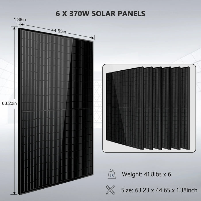 SunGold Power Off Grid Solar Kit 6000W 24VDC 120V/240V LIFEPO4 10.24kwh Lithium Battery 6 X 370 Watt Solar Panels Sgk-PRO62