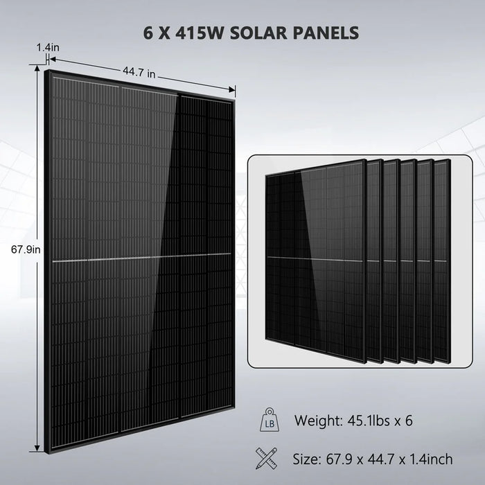Sungold Power Off-Grid Solar Kit 5000w 48vdc 120v Lifepo4 10.24kwh Lithium Battery 6 X 415 Watts Solar Panels