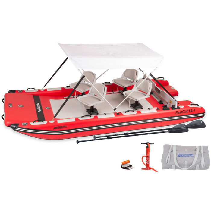 Sea Eagle 4 Person Swivel Seat Canopy Package FastCat14™ Catamaran Inflatable Boat