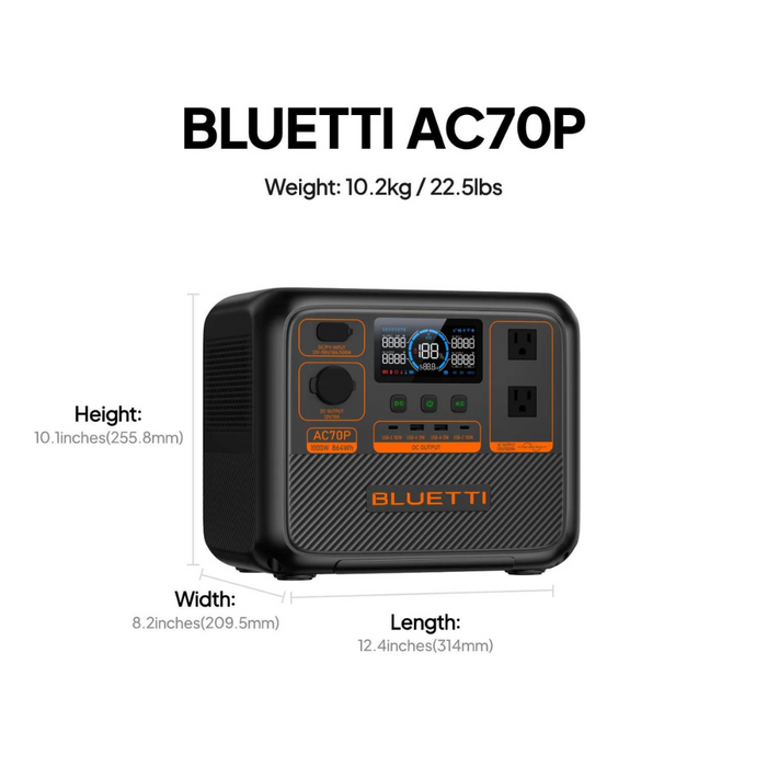 BLUETTI AC70P Portable Power Station (1000W 864Wh)