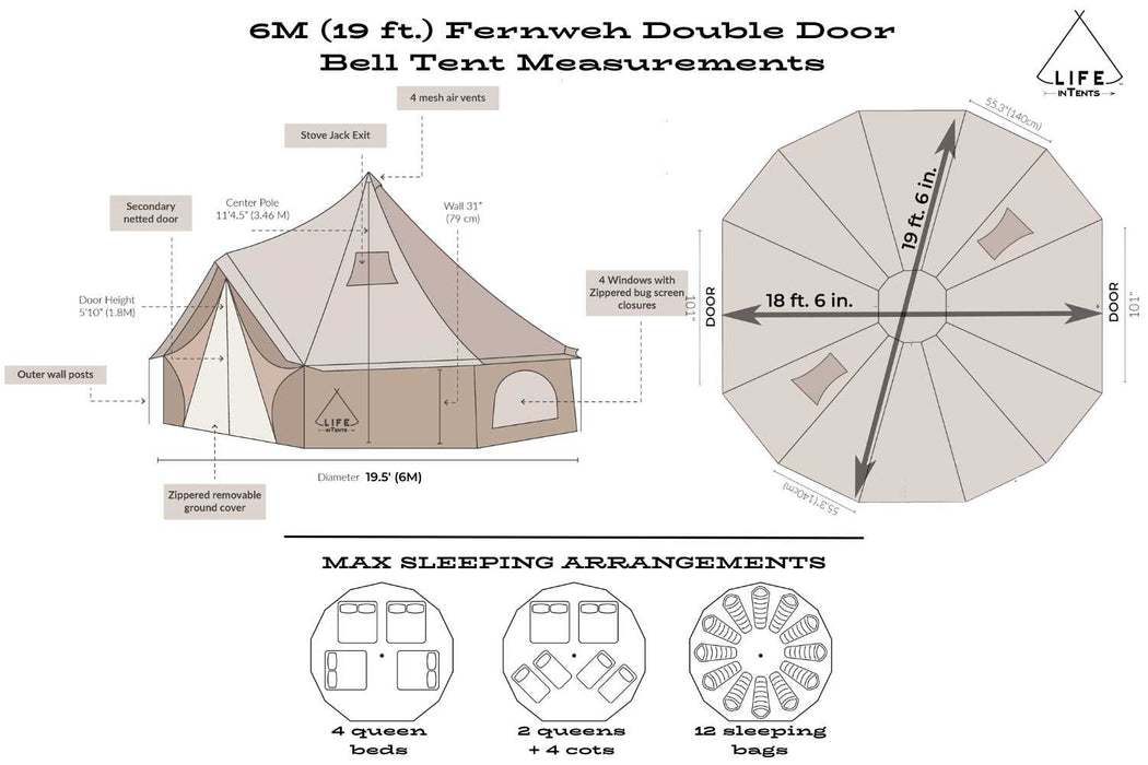 Life InTents 19' (6m) Fernweh Double-Door Canvas Bell/Yurt Tent
