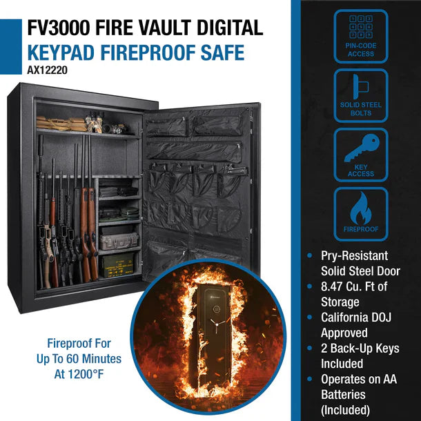 Barska FV3000 FireVault Fireproof Digital Keypad Rifle/Firearms Safe