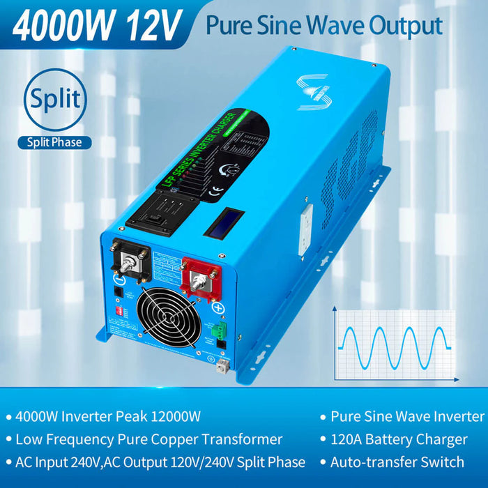 SunGold Power 4000w Dc 12v Split Phase Pure Sine Wave Inverter With Charger - Survival Creation