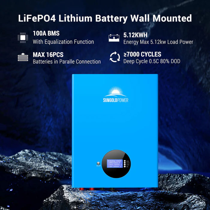 SunGold Power SG48100M (5.12kwh) Powerwall LIFEPO4 Lithium Battery