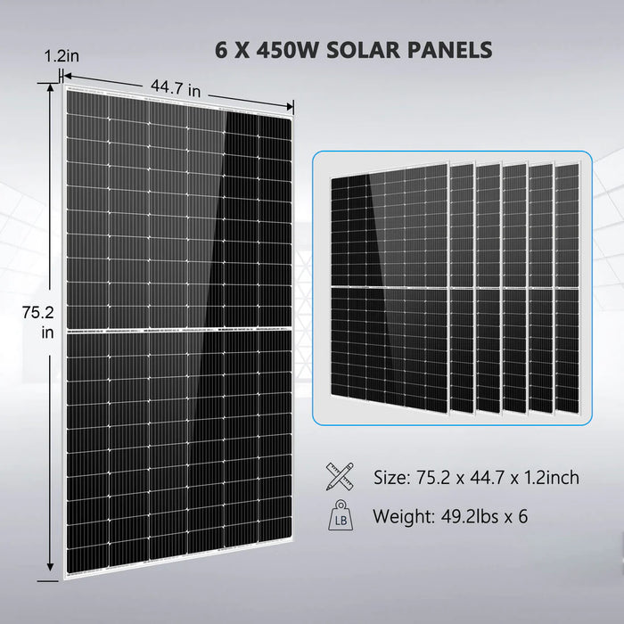 SunGold Power Solar Kit 5000W 48V 120V Output 10.24KWH Lithium Battery 2700 Watt Solar Panel SGK-5PRO