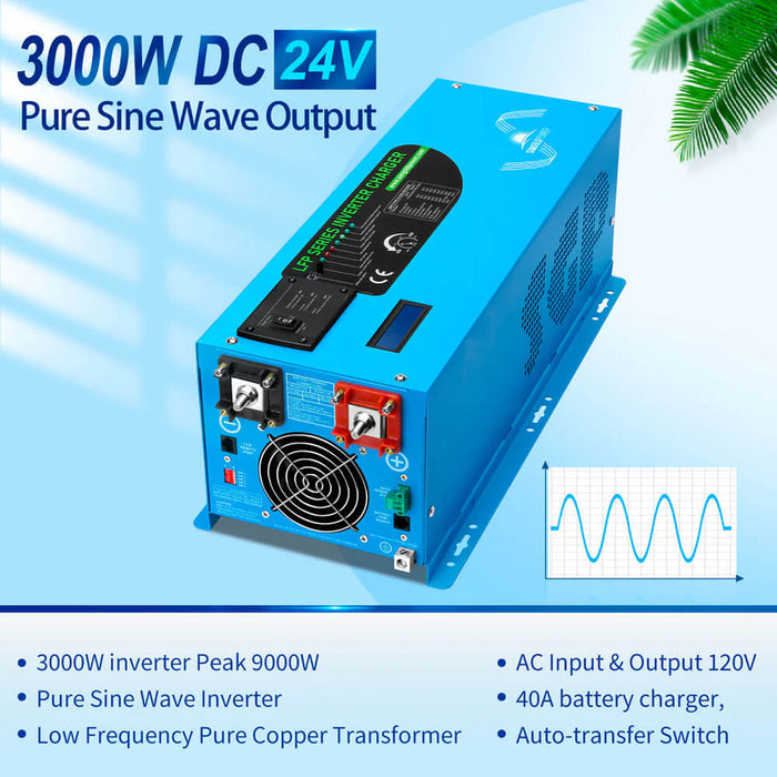 SunGold Power 3000W DC 24V Pure Sine Wave Inverter With Charger - Survival Creation