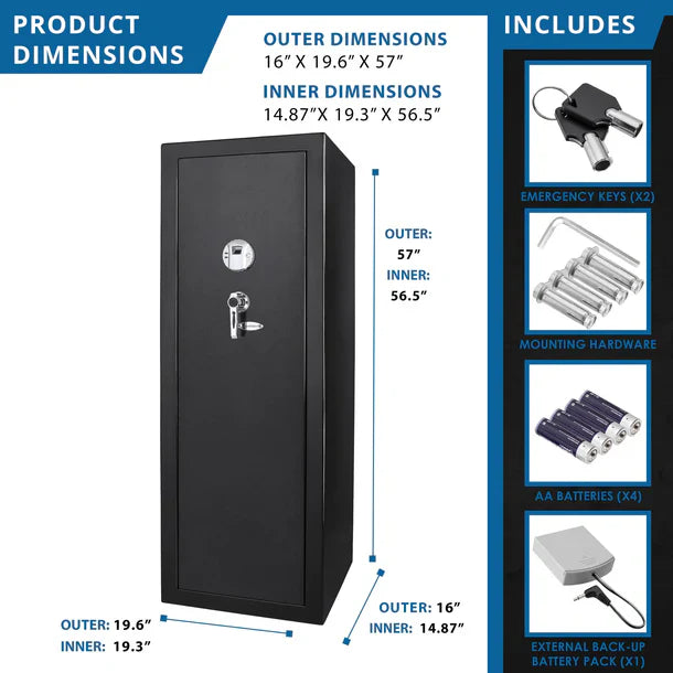 Barska AX11780 Extra-Large 9.34 cu.ft Steel Biometric/Fingerprint Keypad Black Rifle Safe - Survival Creation