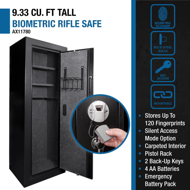 Barska AX11780 Extra-Large 9.34 cu.ft Steel Biometric/Fingerprint Keypad Black Rifle Safe - Survival Creation