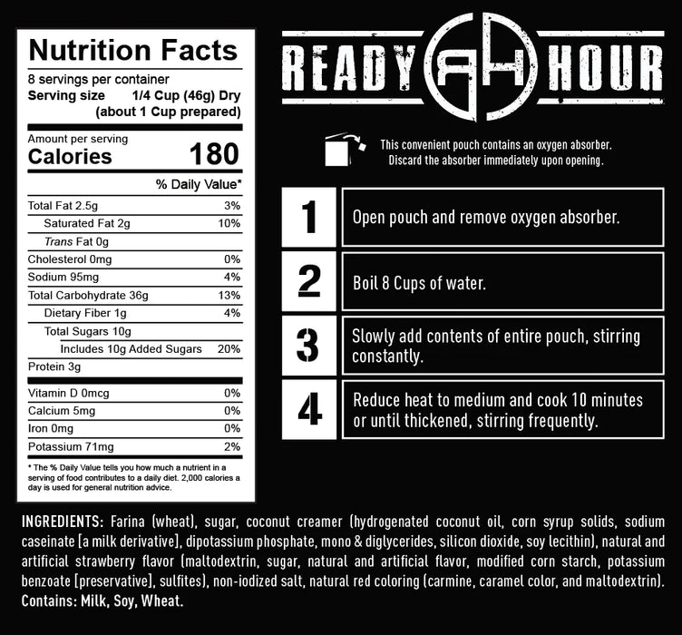 ReadyHour 6-Months 25-Year Shelf Life Long Term Survival Emergency Food Supply Kit